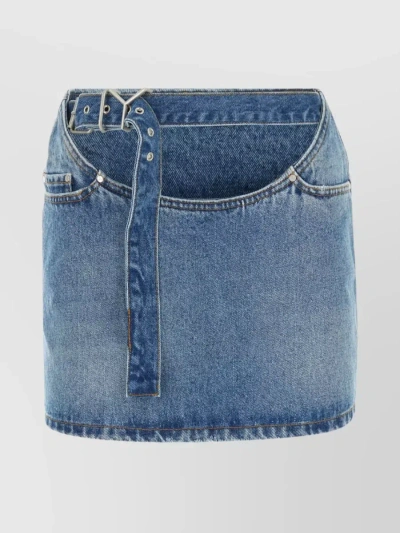 Y/project Cut-out Denim Miniskirt In Blue