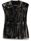 Y/project Whiskering Denim Gilet In Black Vertical Whiskers - Black Vertical Whiskers
