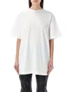 Y/project Optic White T-shirt With Ribbed V Collar And Logo Applique In White
