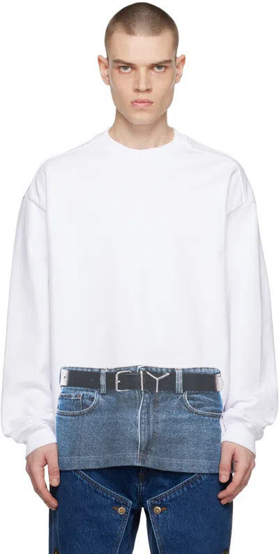 Y/project White Jean Paul Gaultier Edition Sweatshirt In White/navy