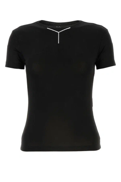 Y/PROJECT Y PROJECT WOMAN BLACK STRETCH VISCOSE T-SHIRT