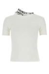 Y/PROJECT Y PROJECT WOMAN WHITE STRETCH COTTON T-SHIRT