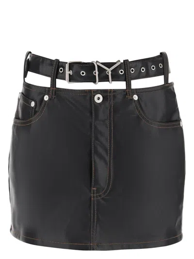 Y/PROJECT WOMEN'S BELT LEATHER MINI SKIRT