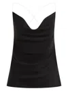 Y/project Satin Top With Draped Neckline And Low In Black