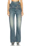 Y/project Wrap Belt Bootcut Leg In Faded Blue