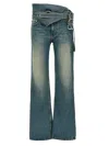 Y/project Wrap Belt Jeans In Blue