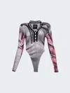 Y/project Pink Jean Paul Gaultier Edition Trompe L'oeil Cardigan Bodysuit In Pink