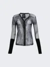 Y/project X Jean Paul Gaultier Trompe-l'oeil Denim Sheer Hook And Eye Top Black And White In Black