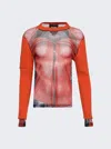 Y/project Orange Jean Paul Gaultier Edition Trompe L'oeil Ruffle Cardigan Long Sleeve T-shirt In Orange