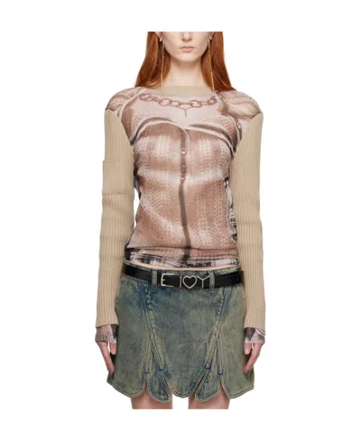 Y/project X Jean Paul Gaultier Trompe L'oeil Top In Nude