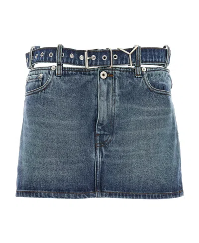 Y/project Y Belt Denim Miniskirt In Blue