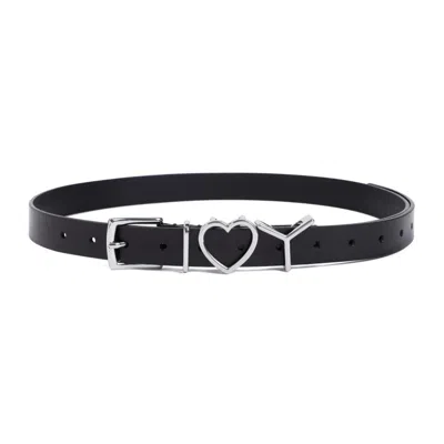 Y/project Y Heart 25mm Black Cow Leather Belt