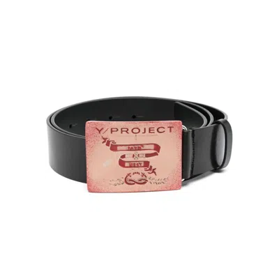 Y/project Logo-engraved Leather Belt In Black