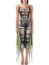 Y/project Bondage Print Dress Sheer Panels In Taupe Green