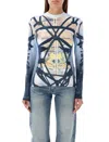 Y/project Bondage Print Jersey Top In Blue Black