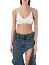Y/project Y Project Denim Mini Skirt With Cut Out Details In Evergreen Vintage Blue