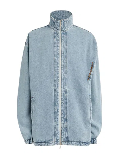 Y/project Denim Jacket With Zip In Blue