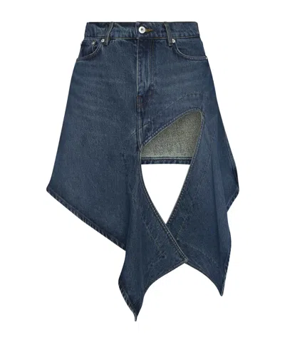Y/project Evergreen Cut-out Denim Skirt In Blue