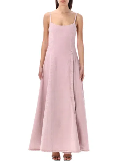 Y/project Flraed Sleeveless Denim Dress In Pink