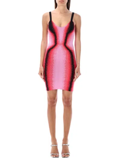 Y/project Gradient-effect Knitted Minidress In Pink