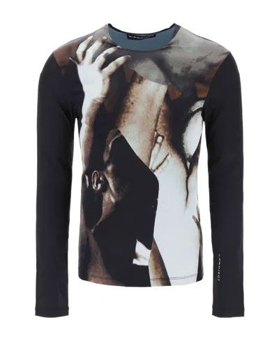 Y/project Graphic Printed Long-sleeved T-shirt In Black
