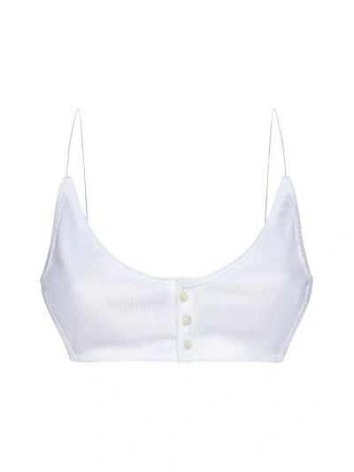 Y/project Invisible Strap Cotton Bralette In Optic White