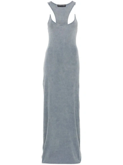 Y/project Invisible Strap Ribbed Maxi Dress In Blau