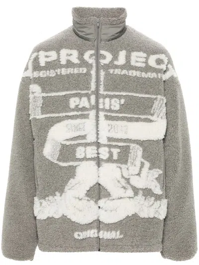 Y/project Jacket With Graphic Print In Grey