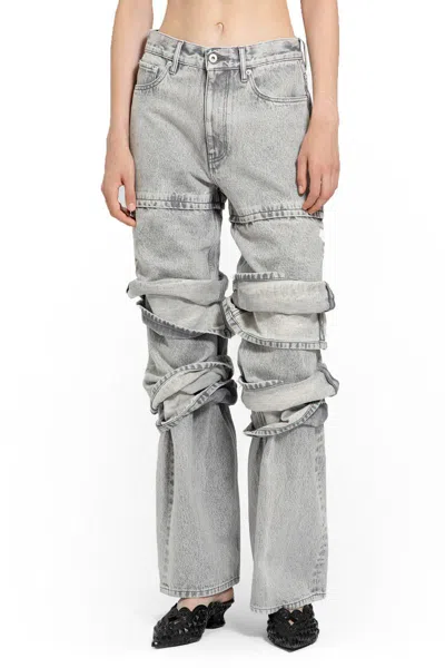 Y/project Logo Patch Panelled Jeans In Grey
