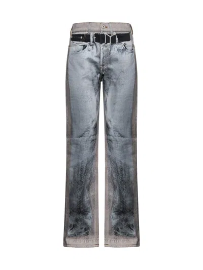 Y/project Beige & Gray 'yp' Trompe L'oeil Jeans In Grey