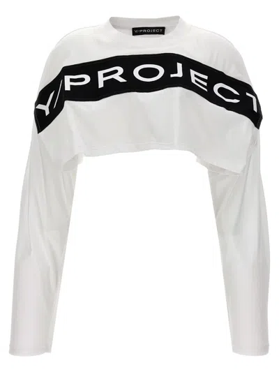 Y/project Logo Cropped T-shirt In White