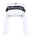 Y/project Scrunched Logo Cotton Crop Top In White