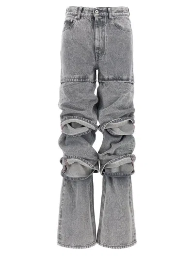 Y/project Logo Patch Panelled Jeans In Grey