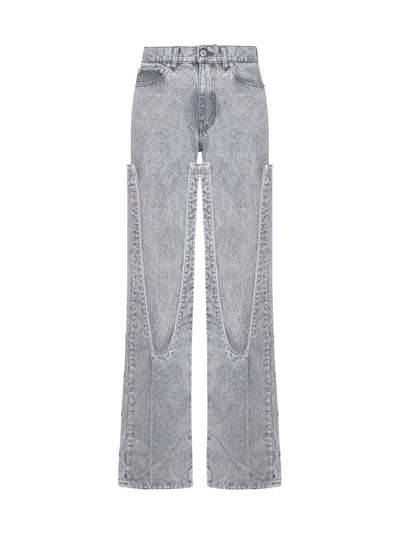 Y/project Snap Off Chap Convertible High-rise Organic Straight-leg Jeans In Vintage Grey