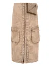 Y/project Maxi Cargo Skirt In Brown Cotton In Pink