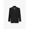 Y/PROJECT Y/PROJECT MEN'S BLACK PINCHED LOGO-EMBROIDERED WOOL BLAZER