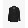 Y/project Pinched Logo-embroidered Wool Blazer In Black