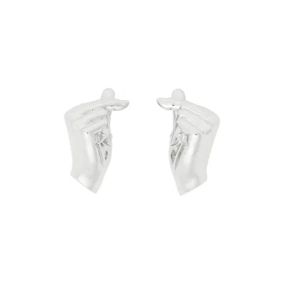 Pre-owned Y/project Mini Finger Heart Earrings 'silver'