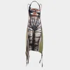 Y/project Multicolor Bondage Print Midi Dress In Taupe/green