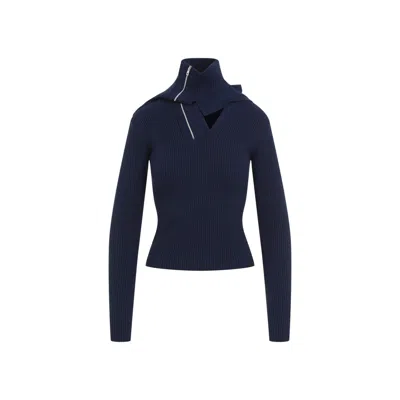 Y/project Navy Blue Pinched Shoulder Fitted Pullover