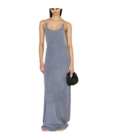 Y/project Scoop Neck Ribbed Maxi Dress In Gray