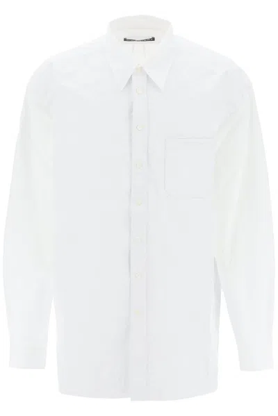 Y/project Scrunched Logo Embroidered Shirt In White