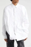Y/project Scrunched Brand-embroidered Cotton Shirt In White