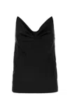 Y/project Satin Top With Draped Neckline And Low In Black