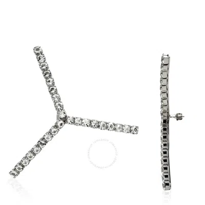 Y/project Silver Rhinestone Y Embellished Earrings In Silver Tone