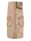 Y/project Maxi Cargo Skirt In Brown Cotton In Pink