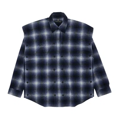 Pre-owned Y/project Snap Off Panel Hood Overshirt 'blue/grey'
