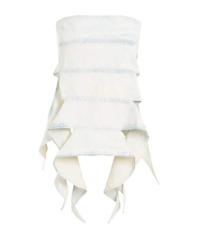 Y/PROJECT Y/PROJECT STRAPLESS ASYMMETRIC HEM DENIM TOP