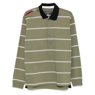 Y/project Green & Red Double Collar Snap Off Long Sleeve Polo