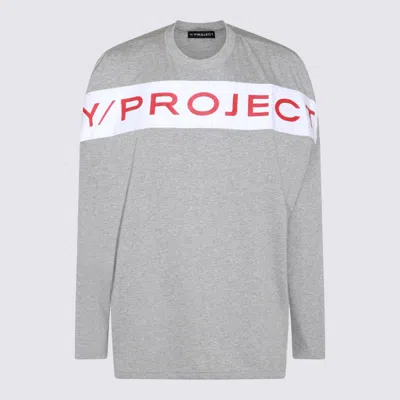 Y/project Grey Cotton T-shirt In Grey Melange